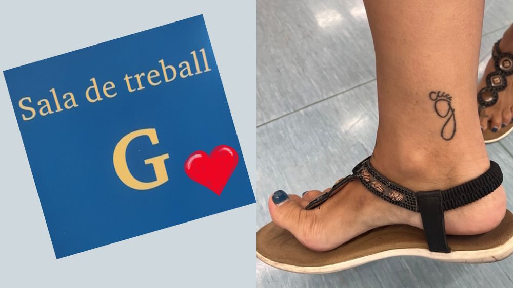 Peu tatuat amb la lletra d'una sala del CRAI Bellvitge (G).