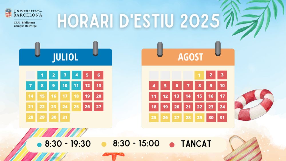 Calendari de l'horari d'estiu del CRAI Bellvitge