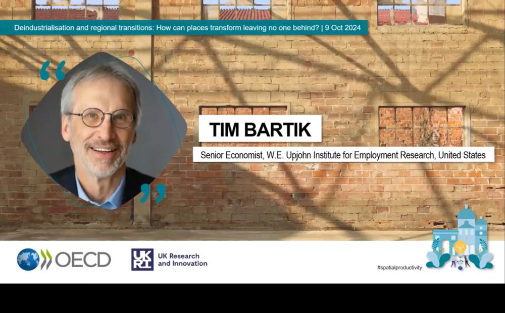 Tim Bartik presents in OECD webinar about local economic success