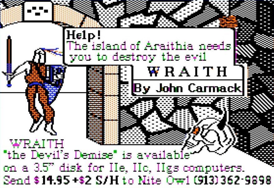 Nite Owl published an e-zine that included apps including games which was a trend at the time during the 80s and early 90s. It also included text file articles and ads like this one for Wraith!