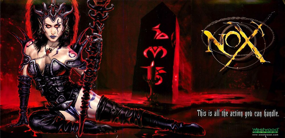 Hecubah's spread was split into three pages interleaved with three others describing the game with screenshots and text. Outside of the ad campaign, Westwood also launched a "Meet Nox Tour" in the same month (October, 1999) in San Francisco that was set up like a giant LAN party.