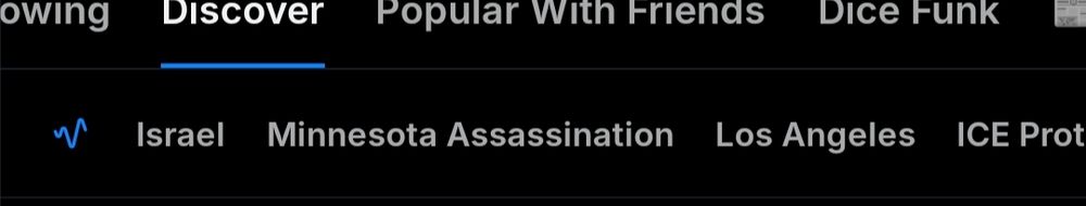 Bluesky's Discover Feed, where "Israel" is the lead topic.