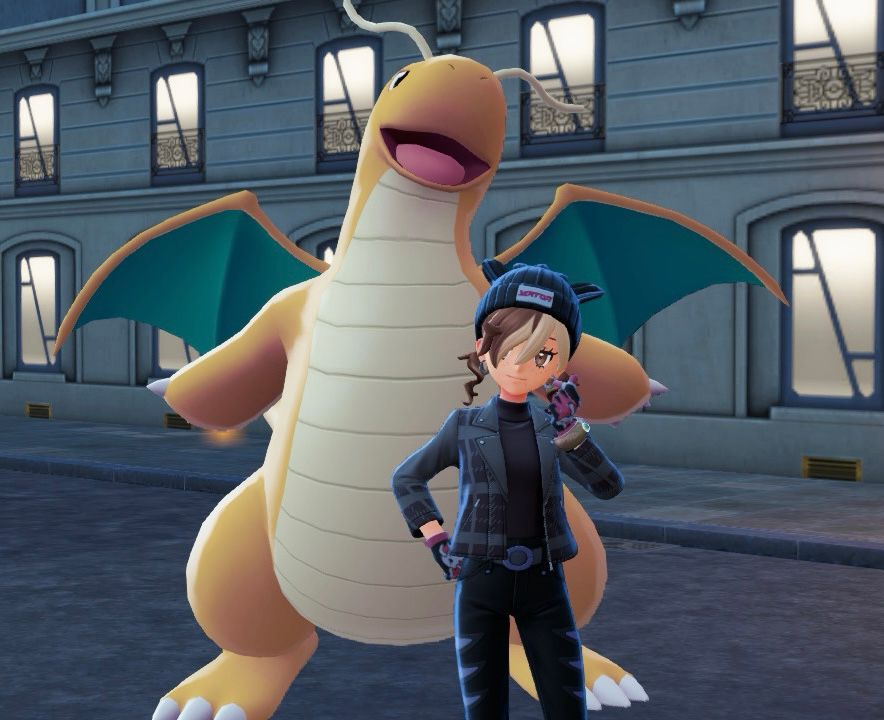 alpha dragonite with her trainer