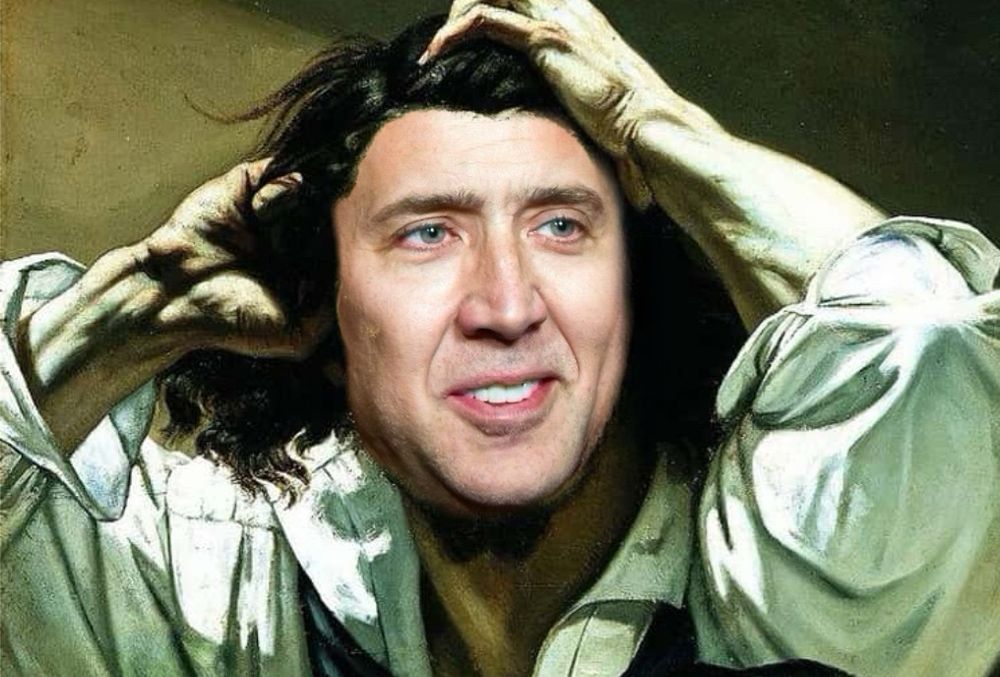 Nicolas Cage in The Desperate Man by Gustave Courbet.