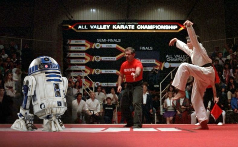 R2-D2 in the Karate Kid and I wouldn’t know who to bet on tbh. 