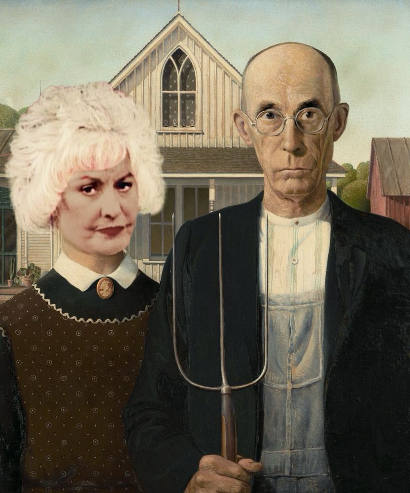 Dorothy in American Gothic by Grant Wood.