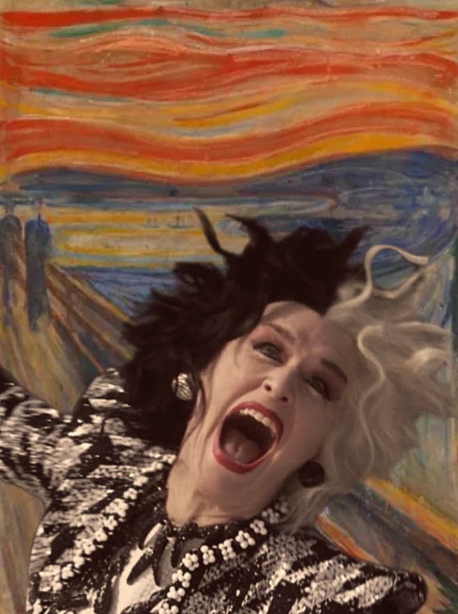 Glenn Close as Cruella in The Scream by Edvard Munch. 