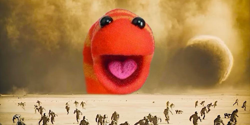 Slimey never leaves Sesame Street bc in the Dune world Slimey is a menace. 