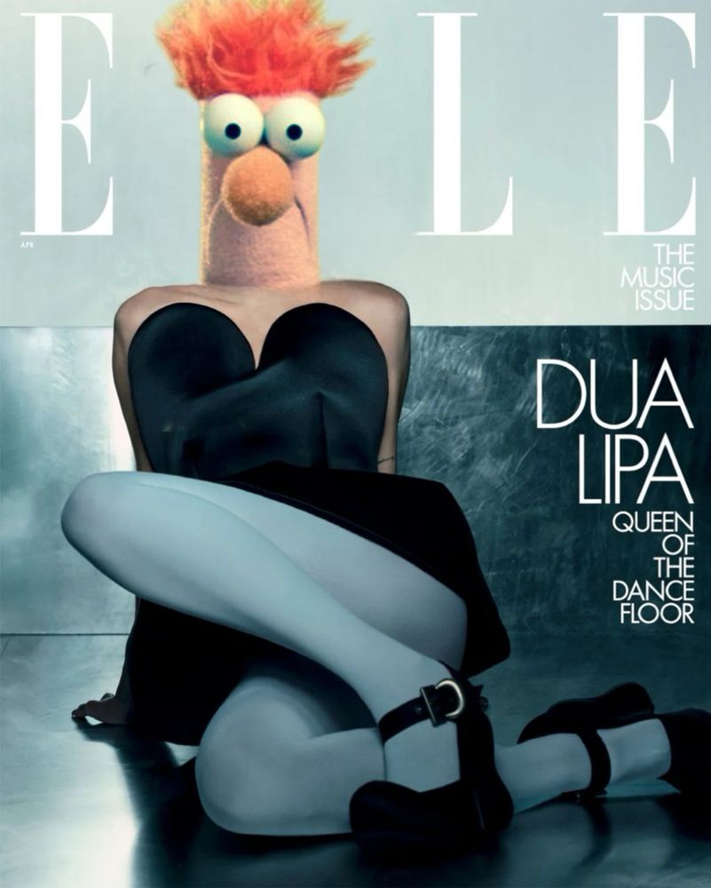 Beaker as Dua Lipa on the cover of Elle magazine. 