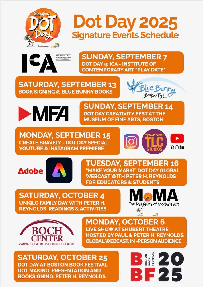 The image shows a poster featuring the various events that Peter will be attending in Boston and New York City, as well as a live stream event, which can be accessed by registering at internationaldotday.org