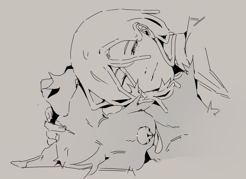 A character named Saimon cuddling with his dog named Orca.
