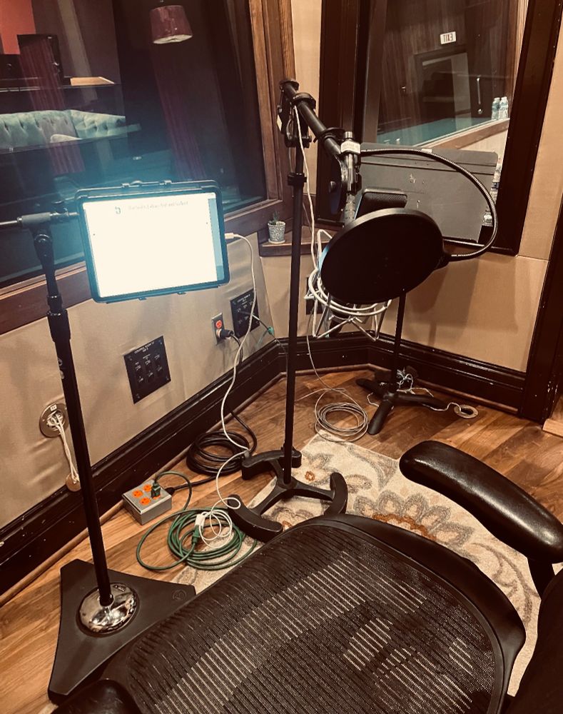 Soundproof booth at Blackbird Studios in Nashville where I am recording an audiobook.