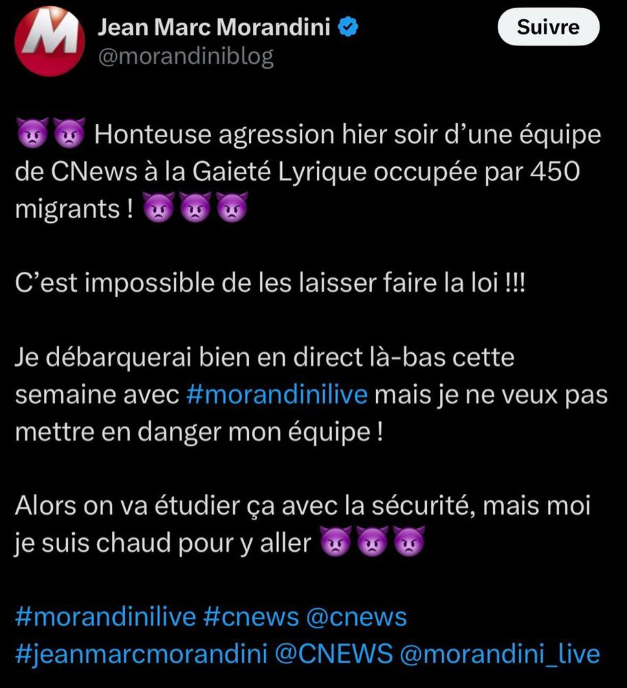 Morandini veut se rendre à la Gaîté Lyrique après qu’un journaliste se soit fait virer par les jeunes mineur-es