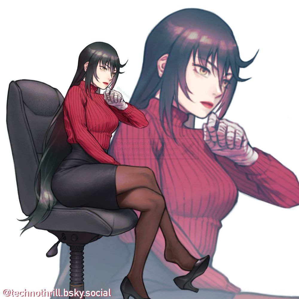 velvet crowe from tales of berseria in an office lady style.