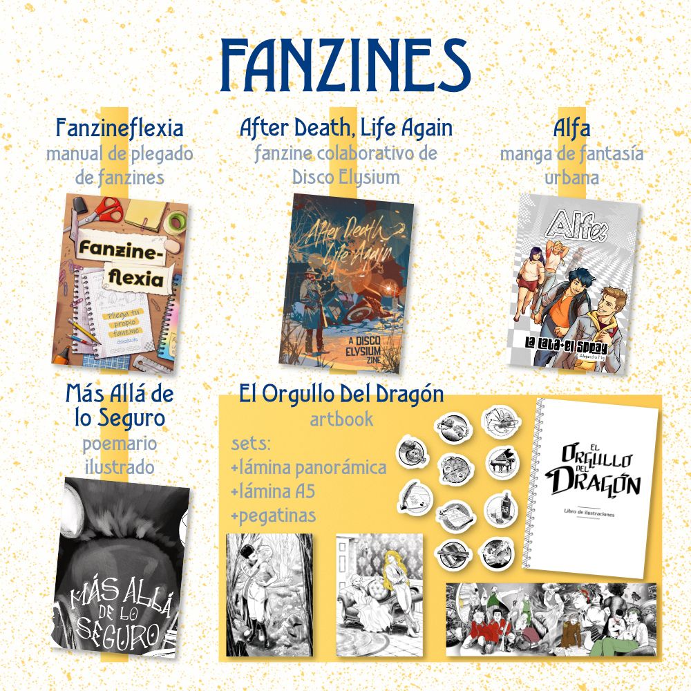 lista y portadas de los fanzines que llevo y sus packs