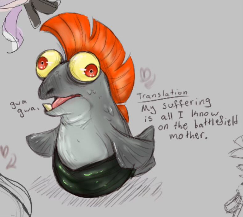 Lil Buddy from Splatoon 3!

“gwa gwa.”

“Translation - My suffering is all I know on the battlefield mother.”