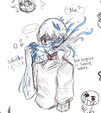 Drawing of the Alien Parasite (still no name yet) losing her human disguise and making a very uncommon expression..for her anyway.

“Your disguise is falling apart.”