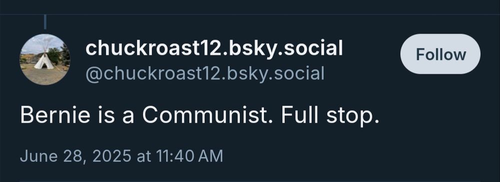 A post from someone saying that Bernie Sanders is a communist 