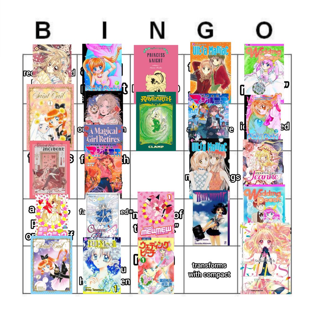 the same bingo grid, but with all of the prompts covered by a book i read that first the prompt, with the exception of "transforms with compact" which i don't think i saw in anything i read this year