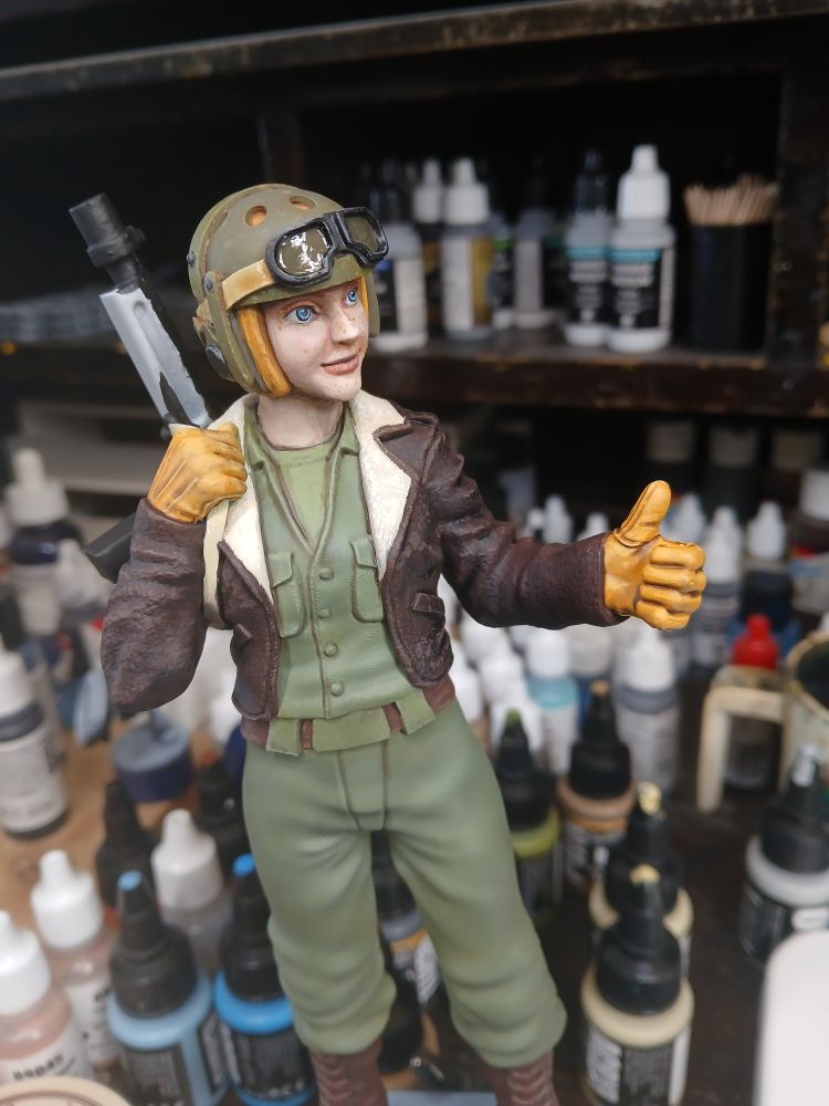 Front view of 1/10 scale K47 mech pilot WIP.