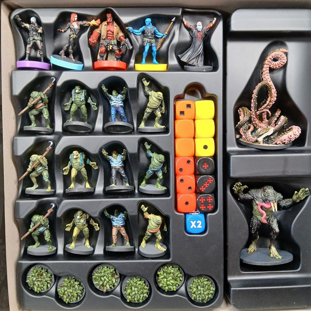 Painted contents of the Hellboy boardgame.