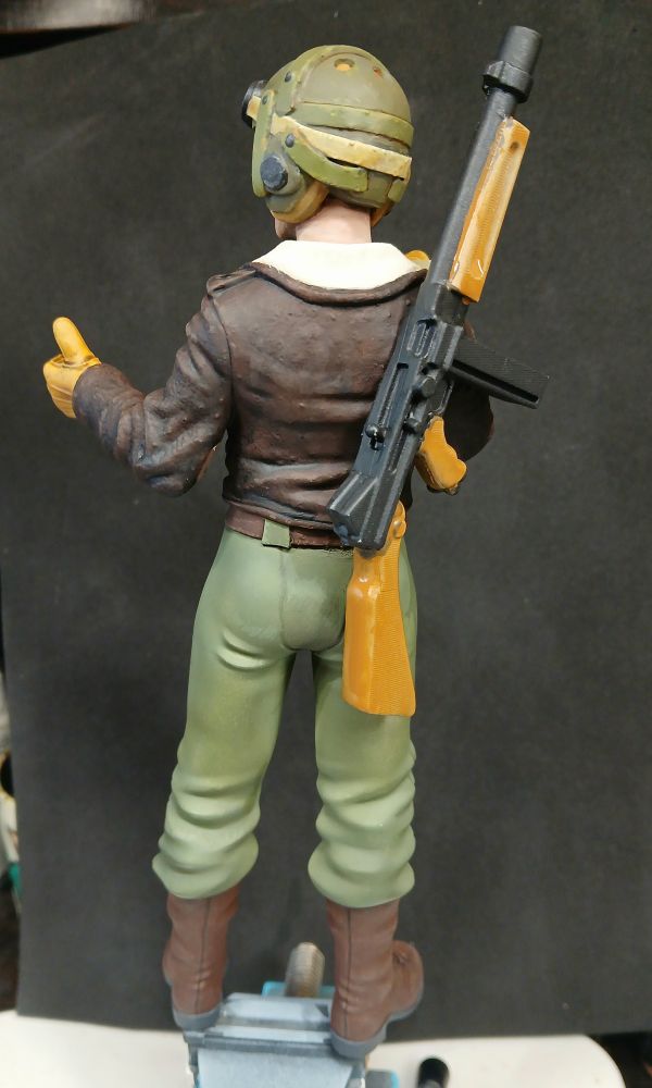 Back view WIP 1/10 scale Mech pilot for Konflict 47, sculpted by Bombshell Miniatures. 