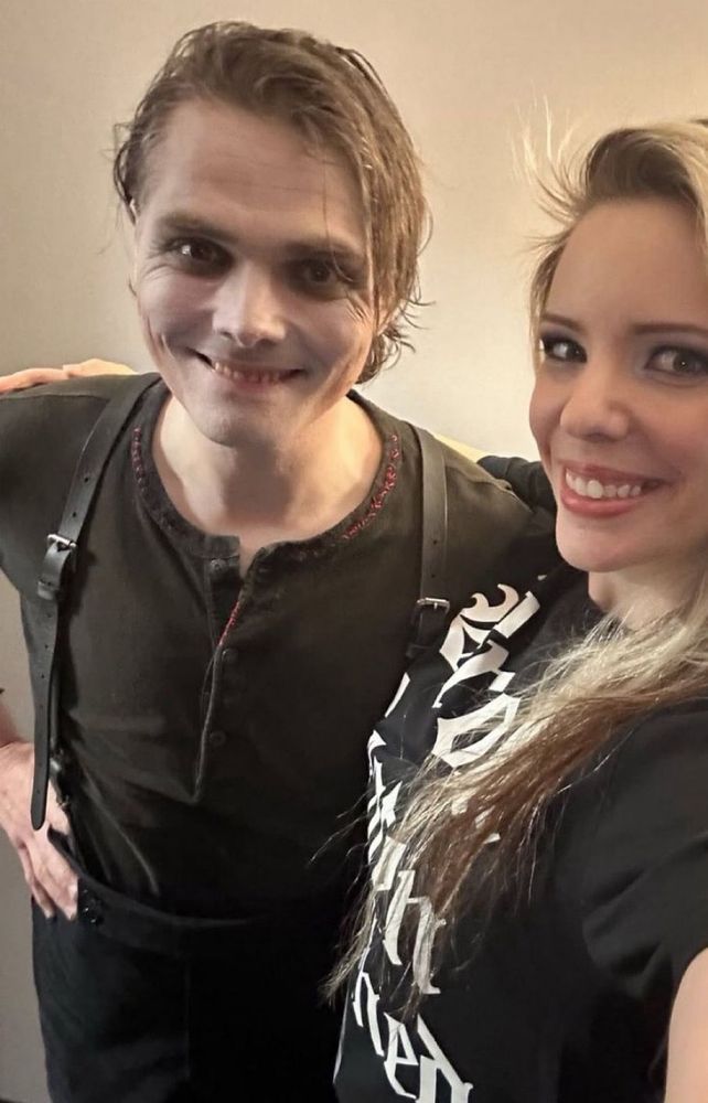Gerard Way backstage in 2025 with friend 
