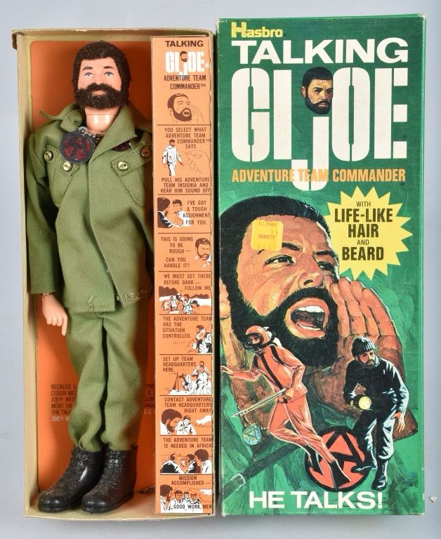 Talking GI JOE with life like hair and beard in box. 