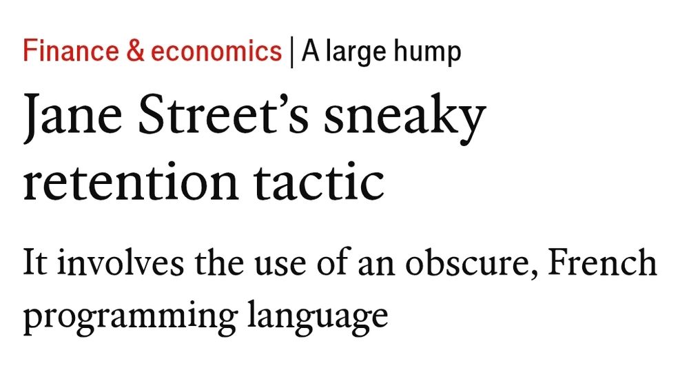 Jane Street’s sneaky retention tactic
It involves the use of an obscure, French programming language