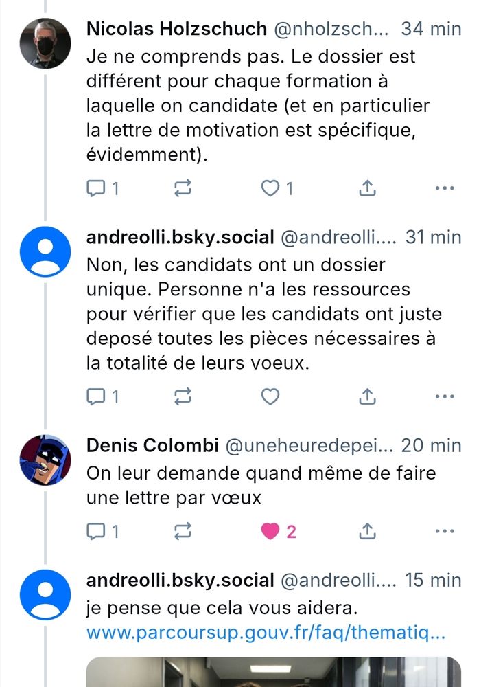 - La lettre de motivation est spécifique
- Non
- Ben si
- Lisez la FAQ