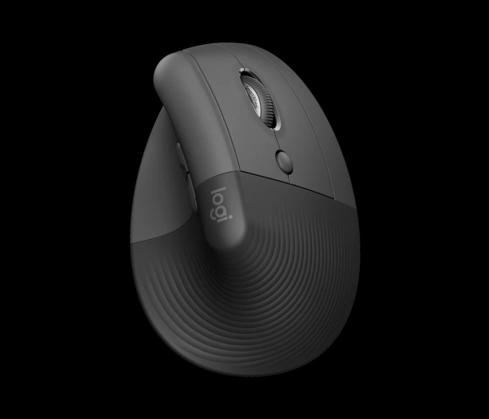 A right-handed Logitech Lift mouse