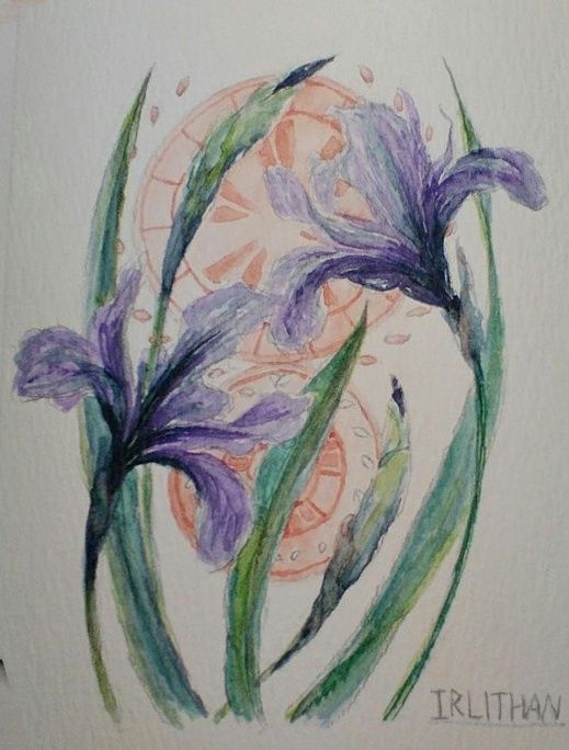 postcard decorated with painted watercolor flowers