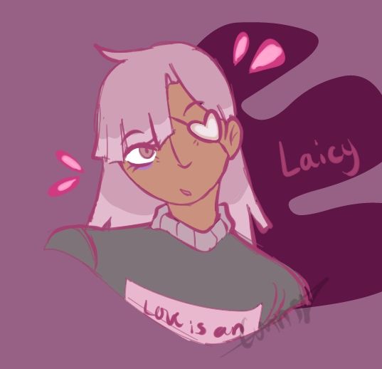 A drawing of a new oc named Laicy. She has a heart eye patch on her left eye.