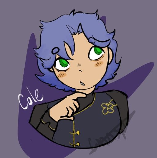 A drawing of my oc Cole with a slightly shocked expression on his face. 