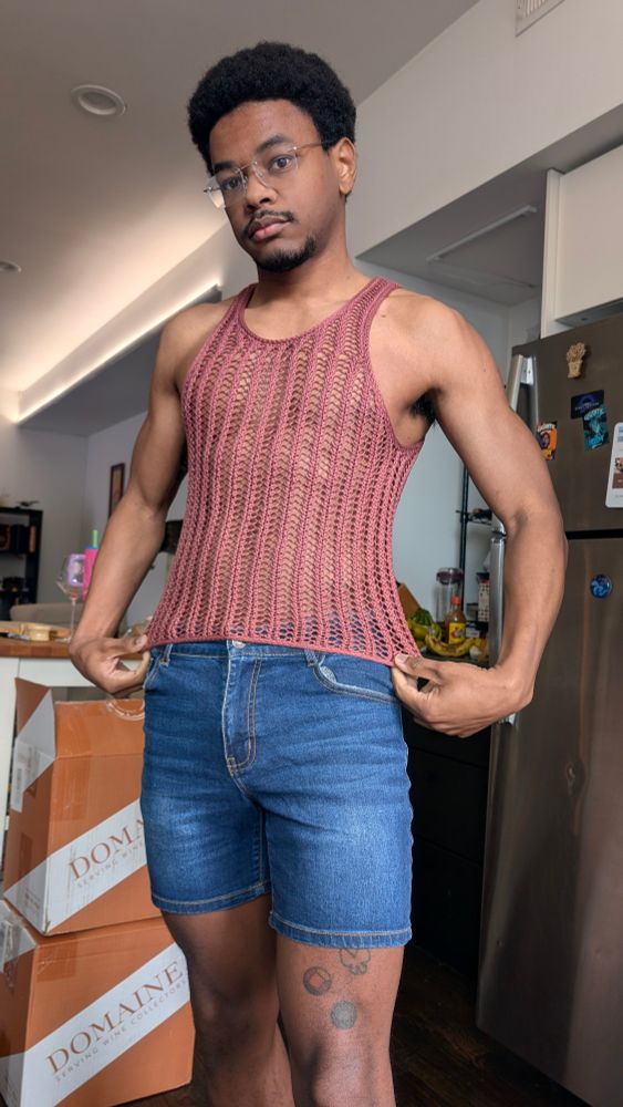 Me in a mesh tank top
