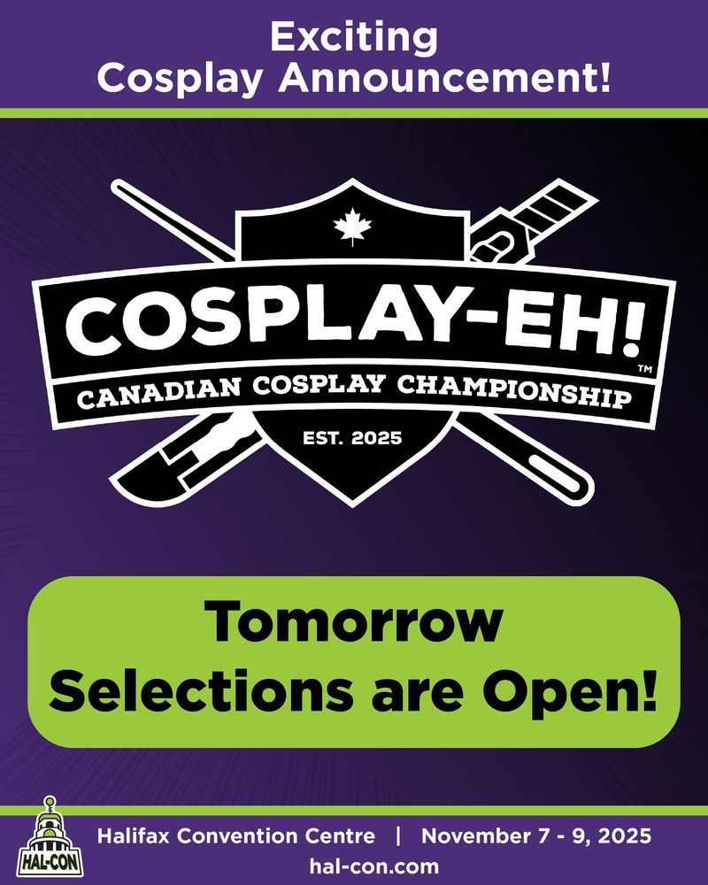 The cosplay-eh logo announcing selection open tomorrow