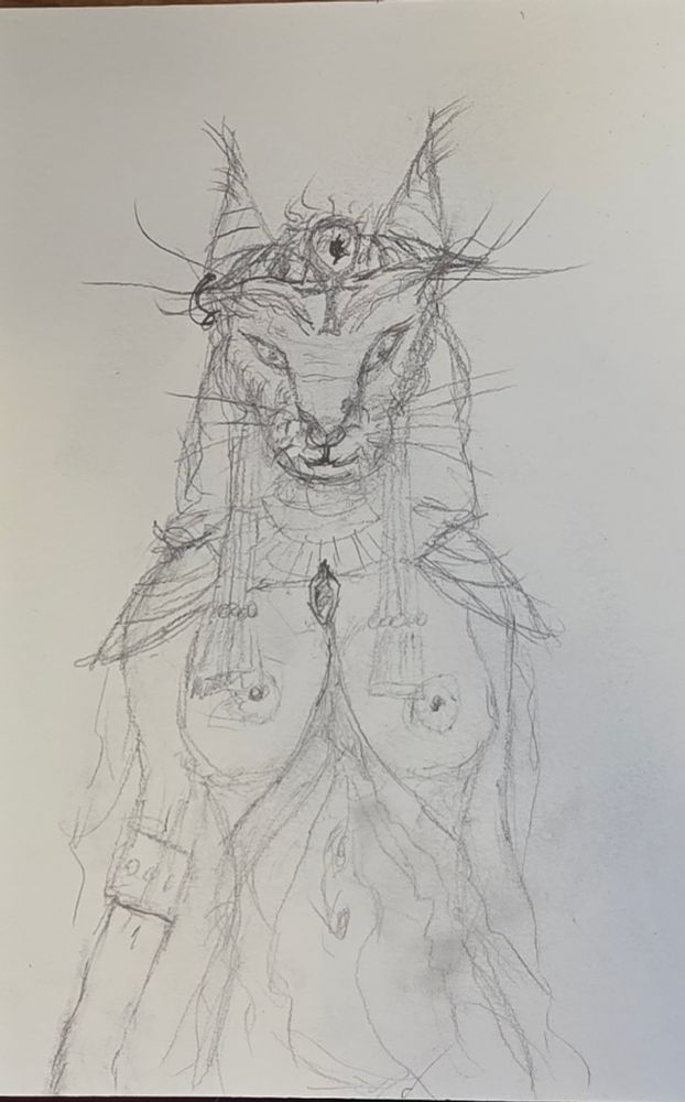 The original pencil sketch of Bastet 