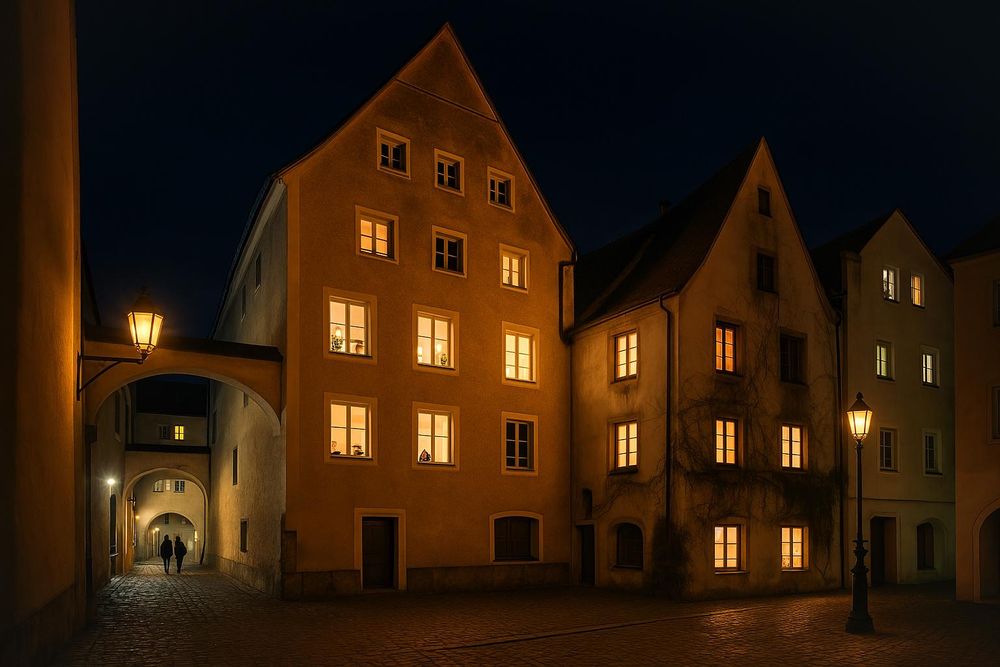 An austrian town at night