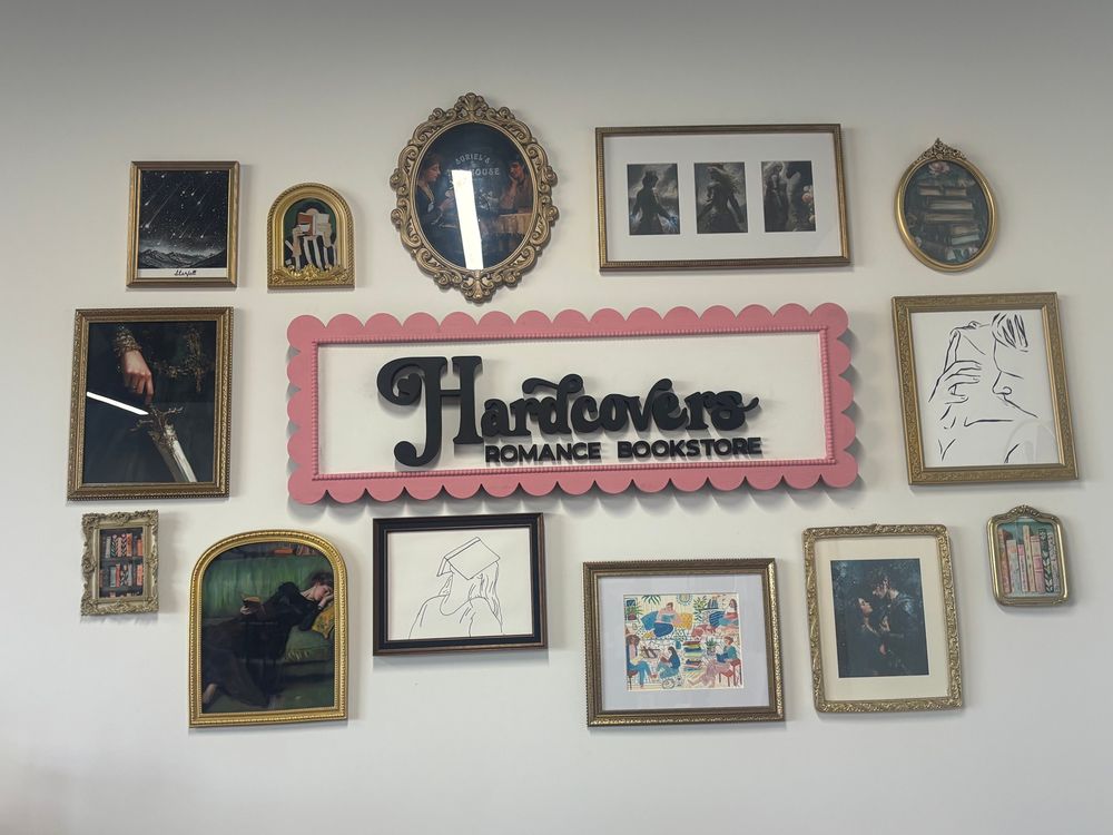 The sign for hardcovers 