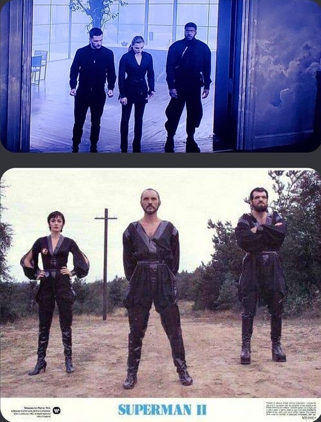 The three villains from Superman 2, standing.