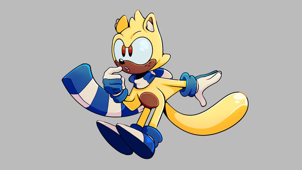 Ray the Flying Squirrel's design in the Sonic Galeborn AU.
He has red eyes and wears a blue and white striped scarf along with blue and white gloves, split in the middle between the two colors.
