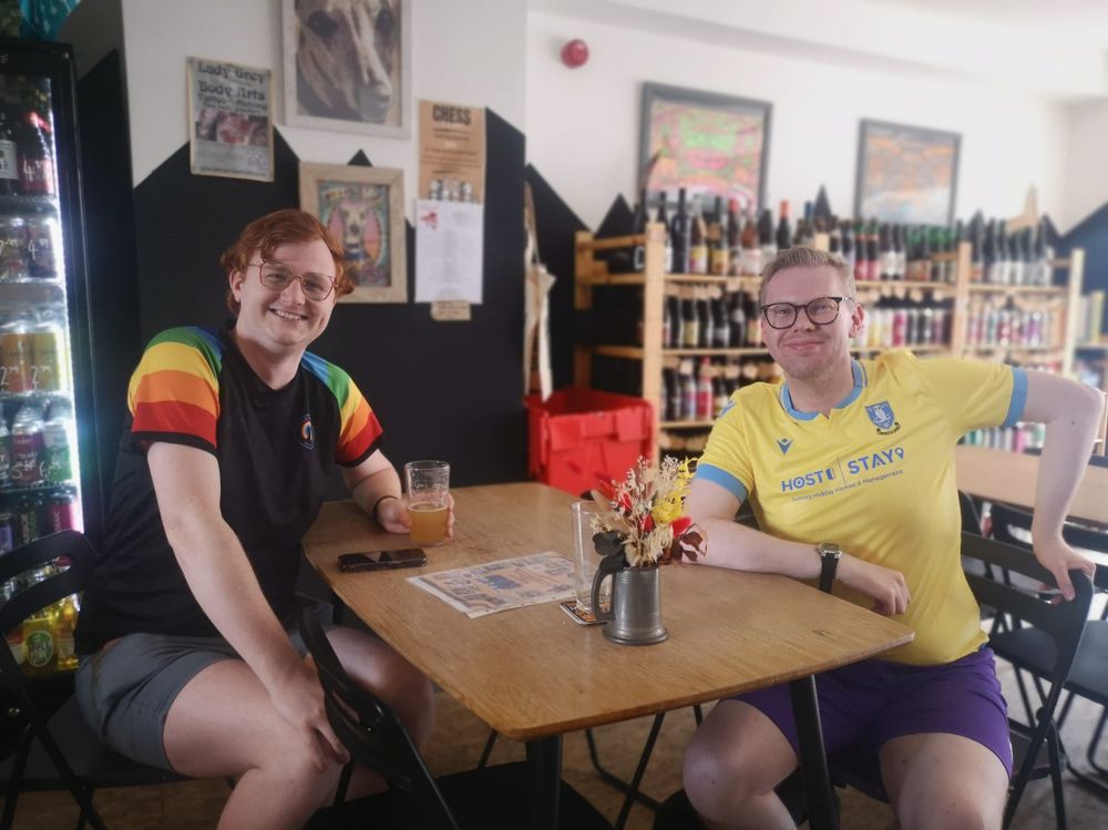 A photo of me with Three Lions Pride co-founder Joe White enjoying drinks together at The Pangolin.