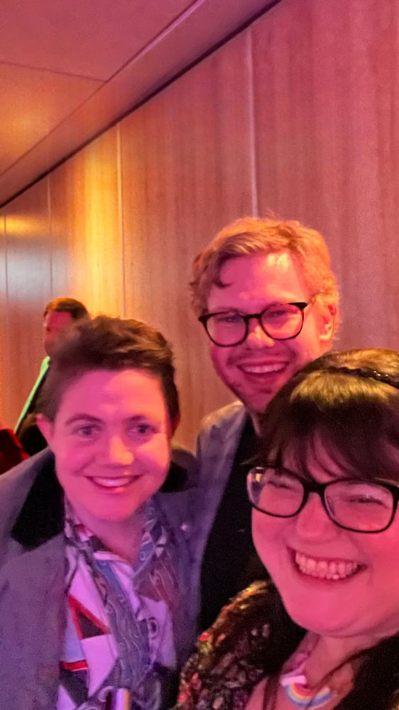 Selfie of me with Proud Changemakers co-founder Luca Straker and Period Positive founder Chella Quint OBE.