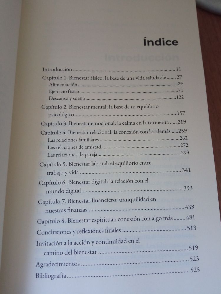 Índice del libro "bienestar vitae", de Carlos Martínez Corral. Caligrama editorial.