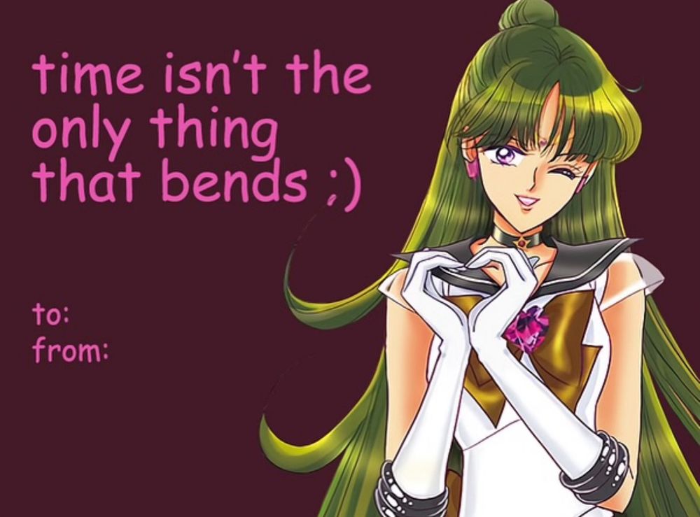sailor pluto making a heart with her hands - valentines day meme 
