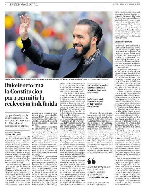 Facsimil de pagina 4 de El Pais, 2 de agosto de 2025.