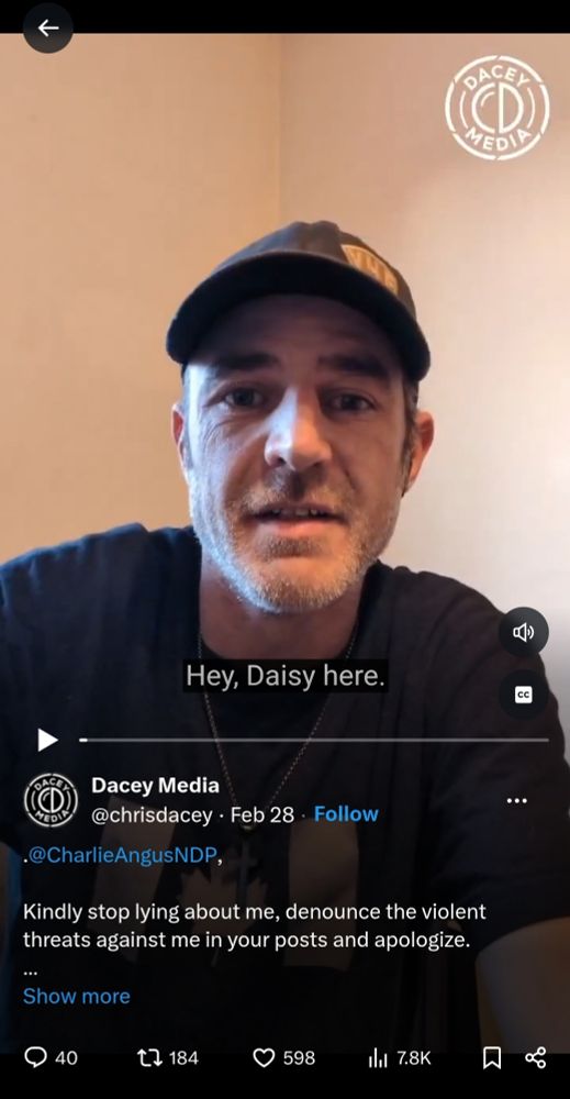 Screencapture of Chris "Stuff Richard" Dacey X video but closed captioning states his name is "Daisy".