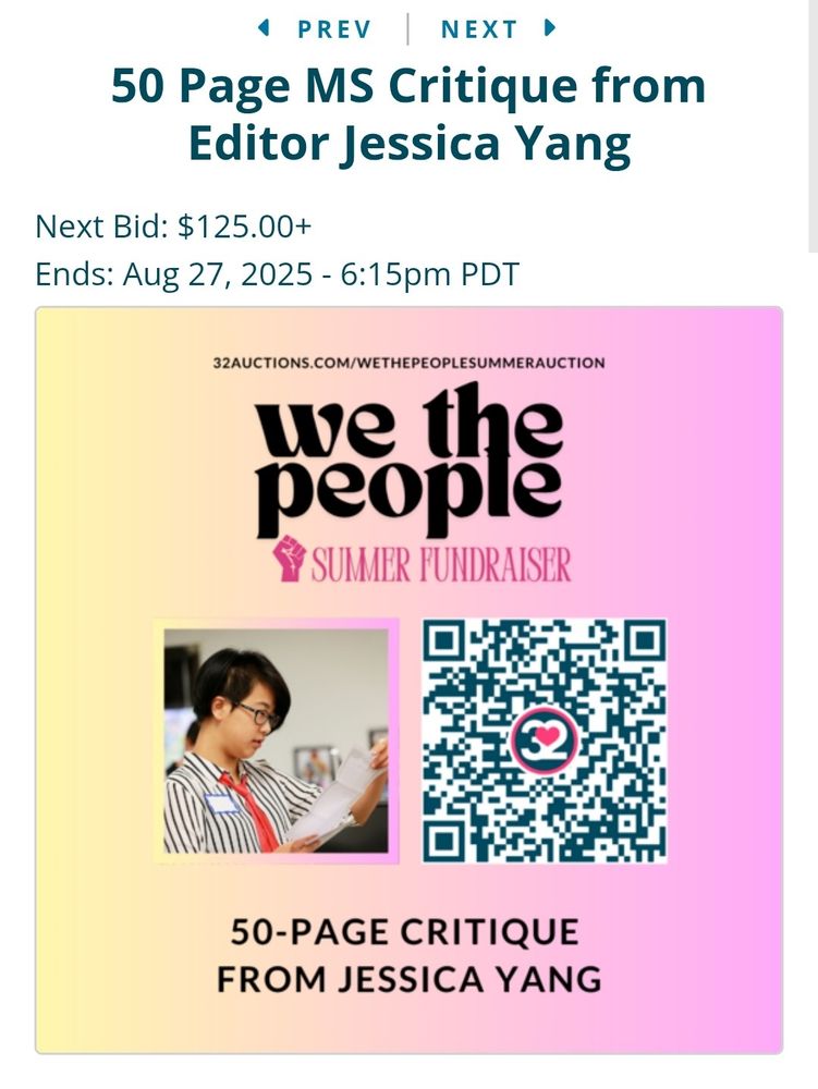 We the People summer fundraiser graphic for 50 Page MS Critique from Jessica Yang