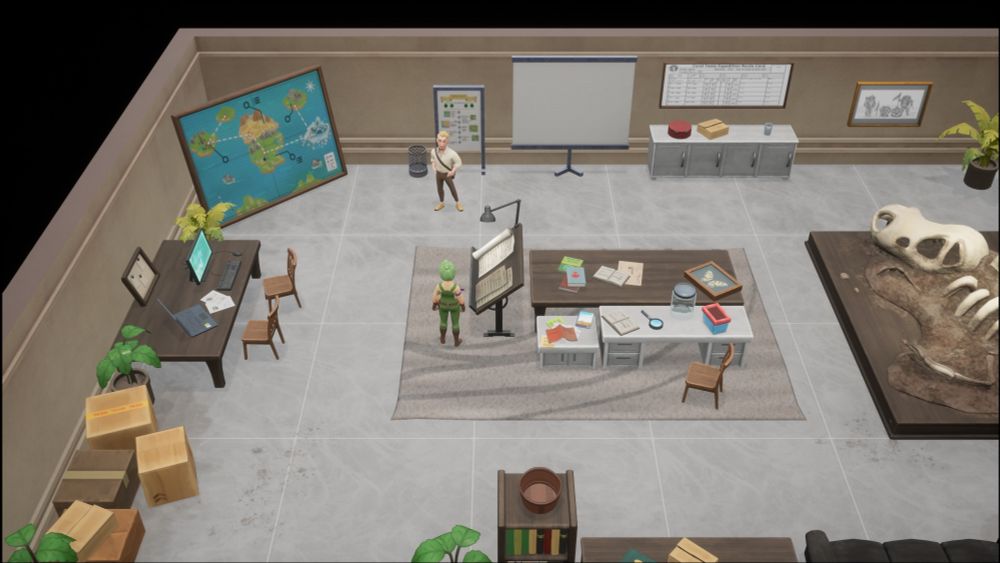 Shows a museum-esque office room located in the Starlet Town museum from the game Coral Island 
