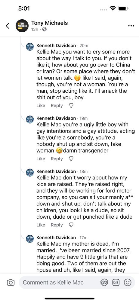 Many post from a violent misogynistic boy